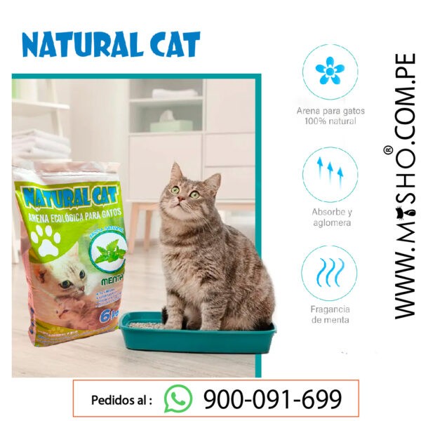 Arena ecológica para gatos 6 kg-Menta-NATURAL CAT